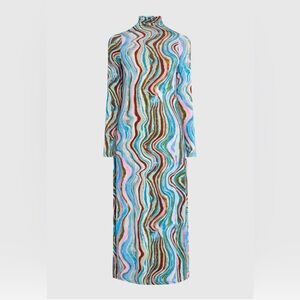 Marie Oliver Paxton Swirl-Print Turtleneck Midi Dress